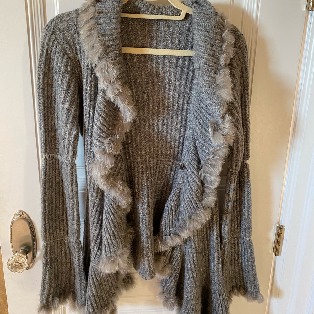 tempo paris fur and knit sweater